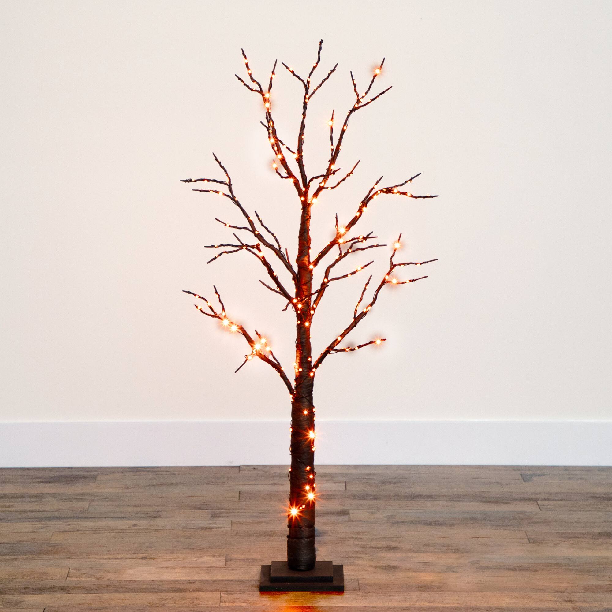4ft. Pre-Lit LED Black Twig Artificial Halloween Tree